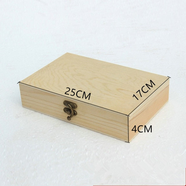 S/M/L Wooden Storage Box Plain Wood With Lid Multifunction Square Hinged Craft Gift Boxes For Home Supply Storage Decoration - Provence Home Living Store