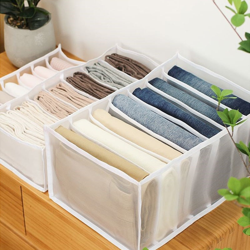 Jeans Compartment Storage Box Closet Clothes Drawer Mesh Separation Box Stacking Pants Drawer Divider Can Washed Home Organizer - Provence Home Living Store