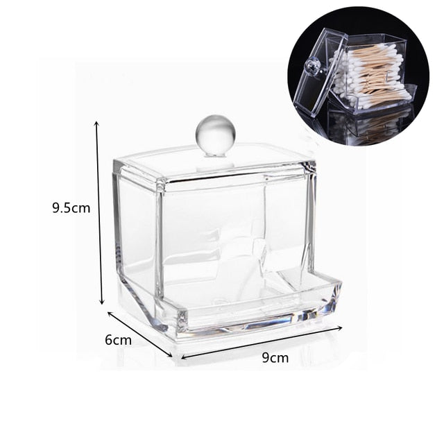 Acrylic Makeup Cotton Pads Box Large Transparent Round Cosmetic Cotton Pad Storage Container Jewelry Cotton Swabs Organizer Jars - Provence Home Living Store