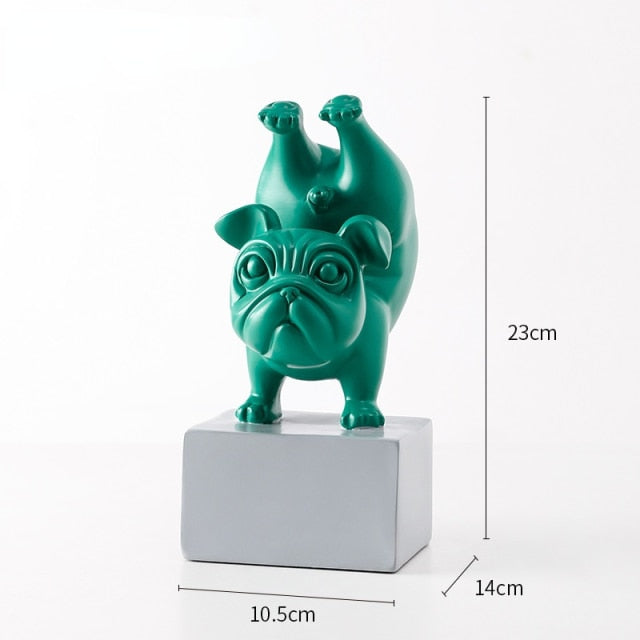 Lovely Yoga French Bulldog Statue Resin Figurines Nordic Creative Cartoon Animals Sculpture Children&#39; Room Decor Crafts - Provence Home Living Store