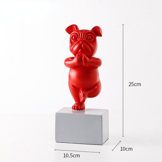 Lovely Yoga French Bulldog Statue Resin Figurines Nordic Creative Cartoon Animals Sculpture Children&#39; Room Decor Crafts - Provence Home Living Store