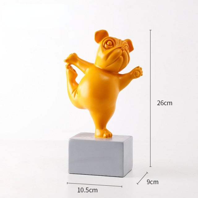 Lovely Yoga French Bulldog Statue Resin Figurines Nordic Creative Cartoon Animals Sculpture Children&#39; Room Decor Crafts - Provence Home Living Store