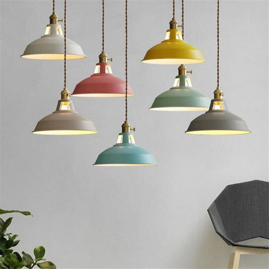 Retro Industrial Style Pendant Light Colorful Restaurant Kitchen Home Lamp Vintage Hanging Light Lampshade Decorative Lamps 20 - Provence Home Living Store