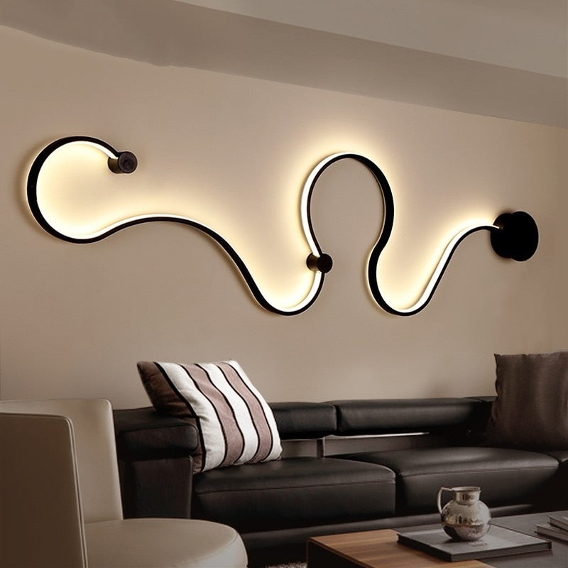 Modern LED Wall Lamp for Living Room Corridor Black Creativity Home Decor Iron Body Sconce Balcony stairs Interior Light Fixture - Provence Home Living Store