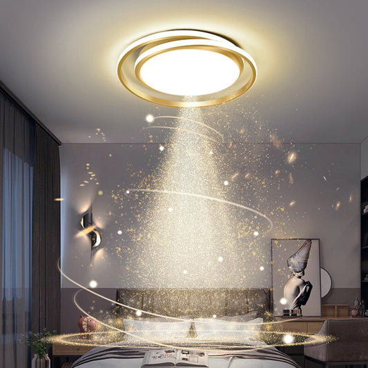 New Modern Style LED Ceiling Lamp Remote Control Chandelier For Bedroom Living Room Kitchen Study Gold Round Simple Design Light - Provence Home Living Store