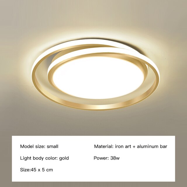 New Modern Style LED Ceiling Lamp Remote Control Chandelier For Bedroom Living Room Kitchen Study Gold Round Simple Design Light - Provence Home Living Store