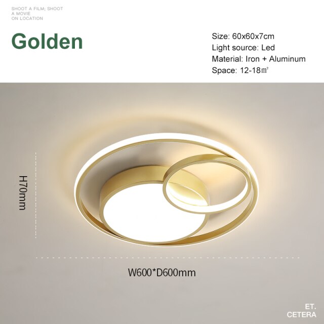 Modern Metal Led Ceiling Lamp Bedroom Living Acrylic Surface Mount Round Golden Lustre Panel Light Indoor Decoration Fixtures - Provence Home Living Store