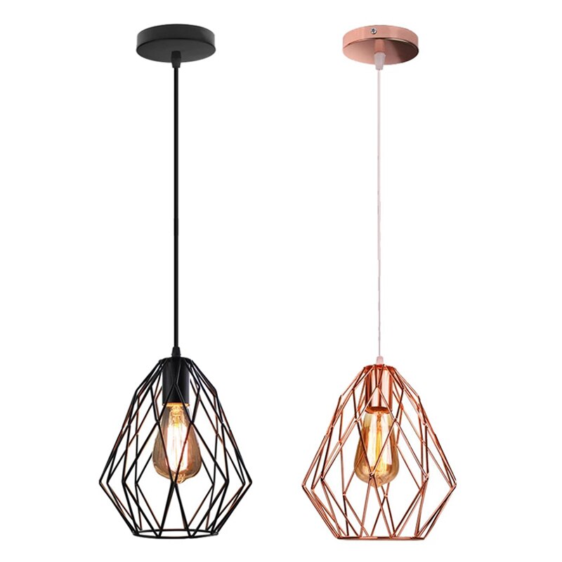 Modern Nordic Style Pendant Lights Iron Minimalist Loft Cage Pendant Hanging Lamp Industrial Metal Lampshade - Provence Home Living Store