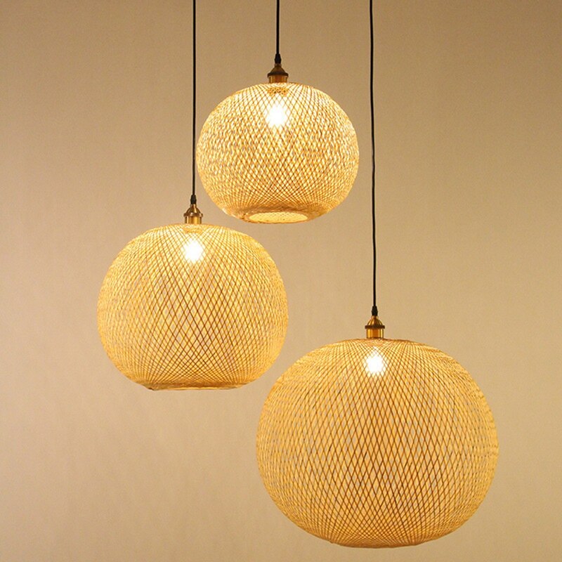 Woven Bamboo Pendant Light Creative Chandelier Rattan for Living Room Bar Retro Woven Pendant Light - Provence Home Living Store