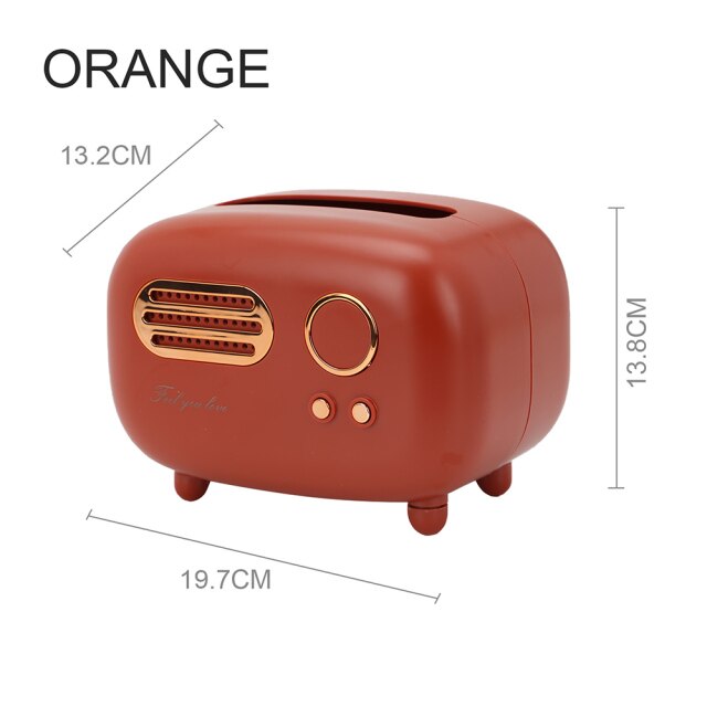 Radio Model Tissue Box Desktop Paper Holder Towel Storage Napkin Case Organizer Ornament Craft Wet Wipes Dustproof Storage Box - Provence Home Living Store